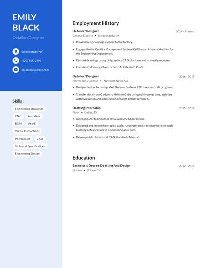 Detailer/Designer Resume