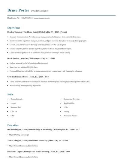 Detailer/Designer Resume