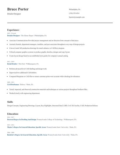 Detailer/Designer Resume