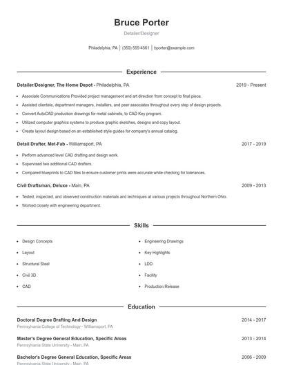 Detailer/Designer Resume