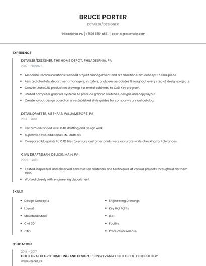 Detailer/Designer Resume