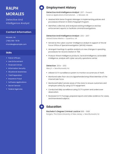 Detective And Intelligence Analyst Resume