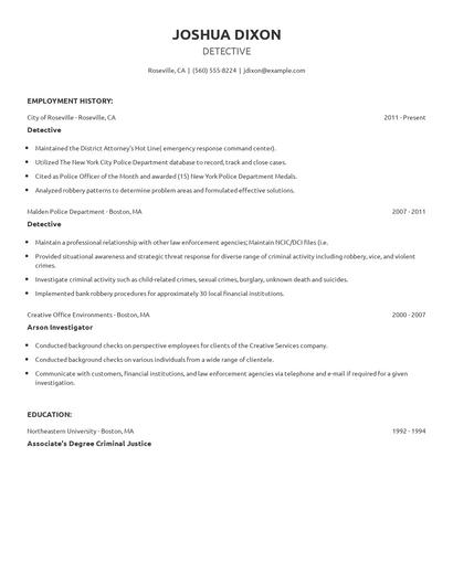 Detective Resume