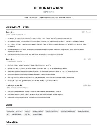 Detective Resume