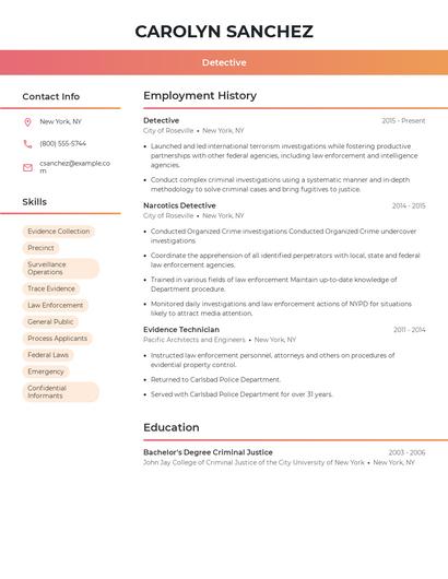 Detective Resume