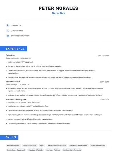 Detective Resume