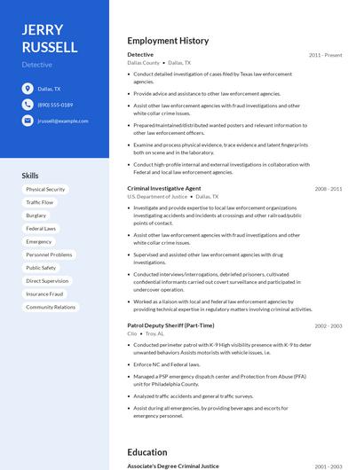 Detective Resume