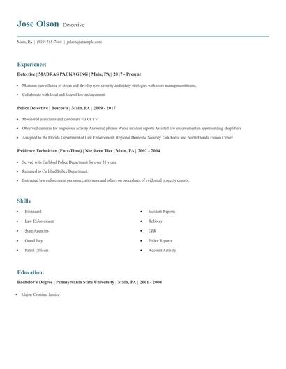 Detective Resume