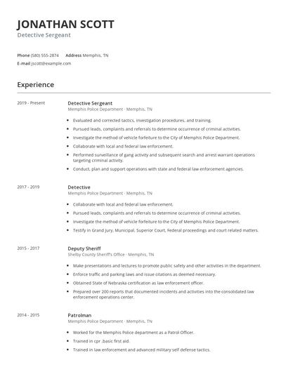 Detective Sergeant Resume