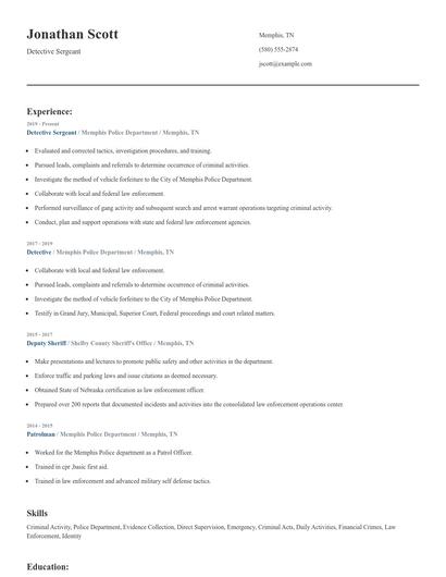Detective Sergeant Resume