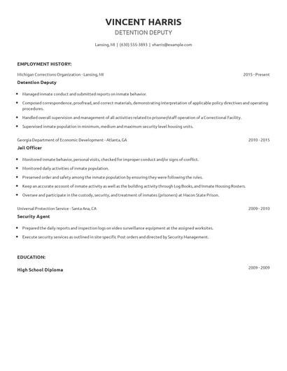 Detention Deputy Resume