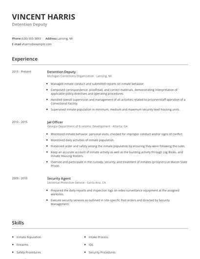 Detention Deputy Resume