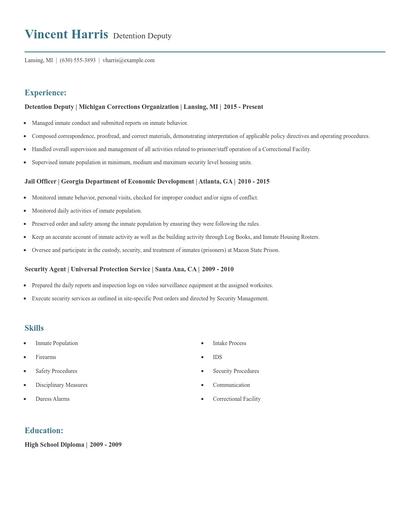 Detention Deputy Resume