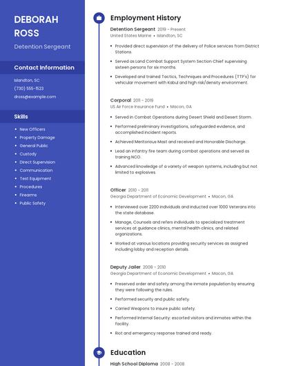 Detention Sergeant Resume