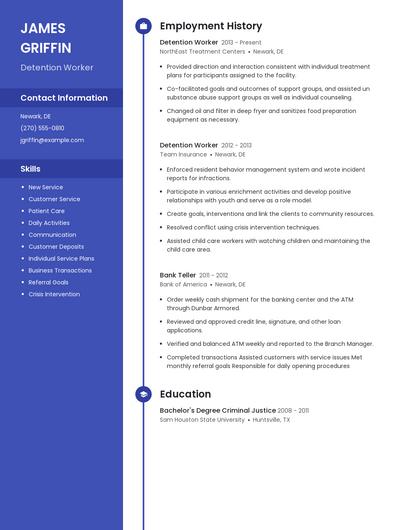 Detention Worker Resume