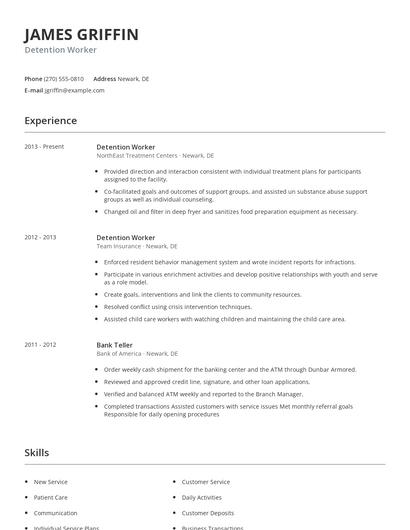 Detention Worker Resume