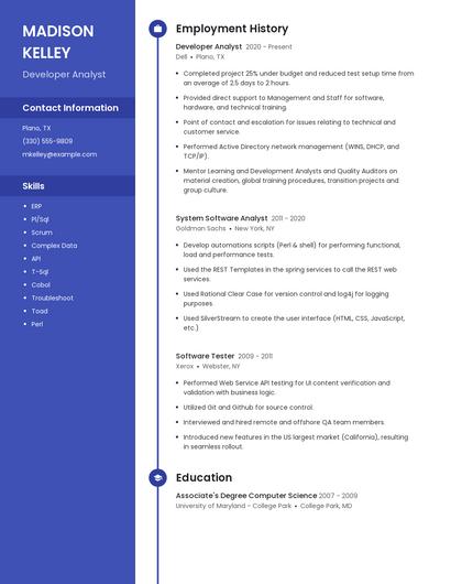 Developer Analyst Resume