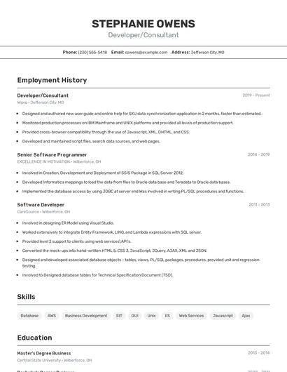 Resume example 2