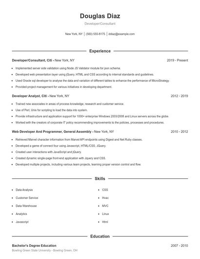 Resume example 1