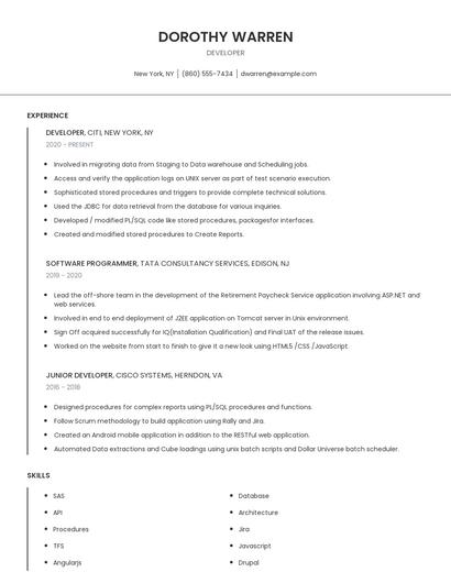 Developer Resume