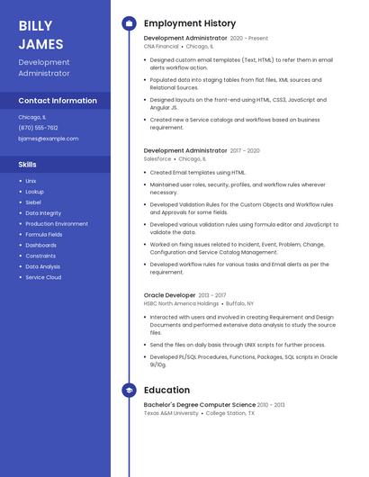 Development Administrator Resume