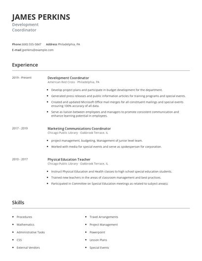 Development Coordinator Resume