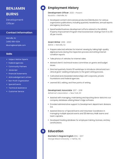 Development Officer Resume