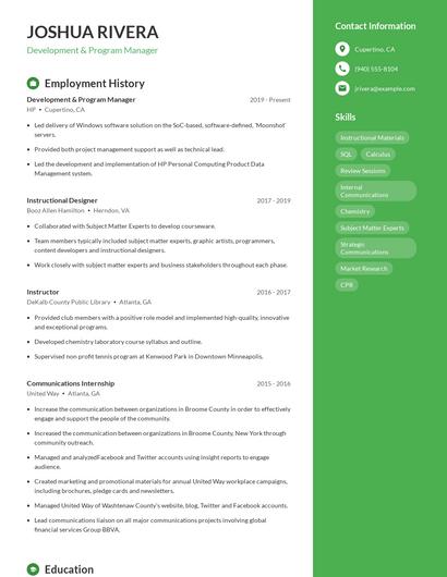 Resume example 5