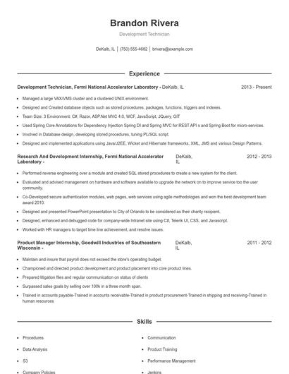 Resume example 1