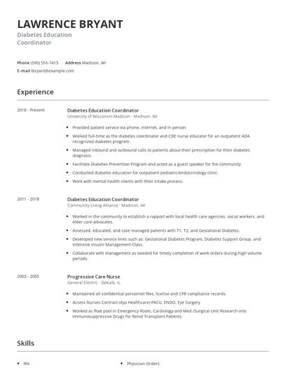 Diabetes Education Coordinator Resume