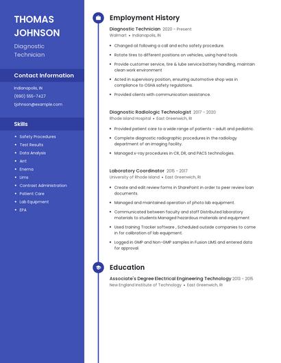 Diagnostic Technician Resume