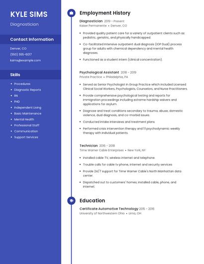 Diagnostician Resume
