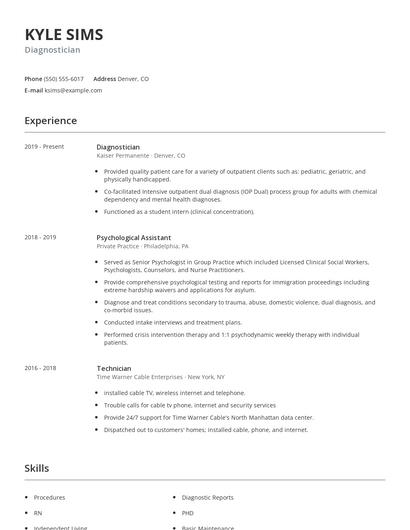 Diagnostician Resume