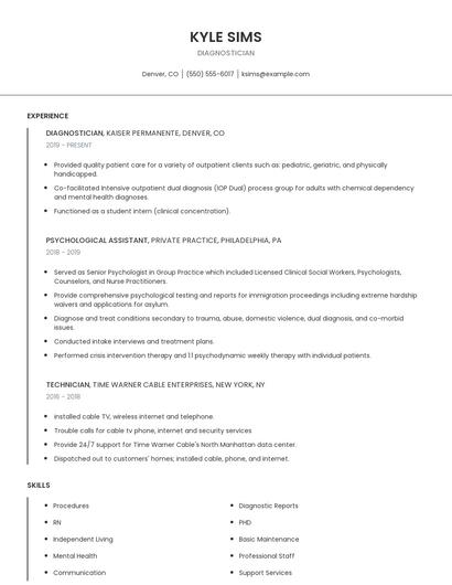 Diagnostician Resume
