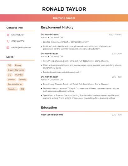 Diamond Grader Resume