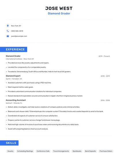 Diamond Grader Resume