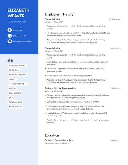 Diamond Grader Resume