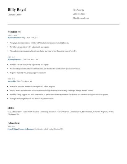 Diamond Grader Resume