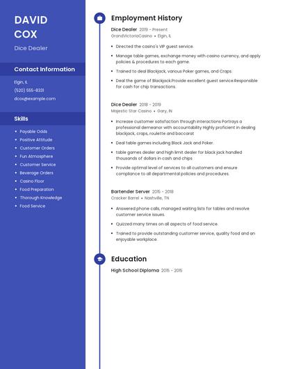 Dice Dealer Resume