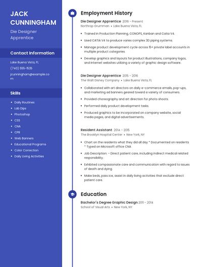 Die Designer Apprentice Resume