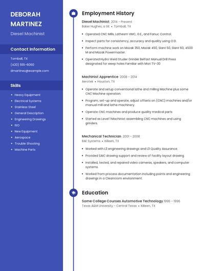 Diesel Machinist Resume