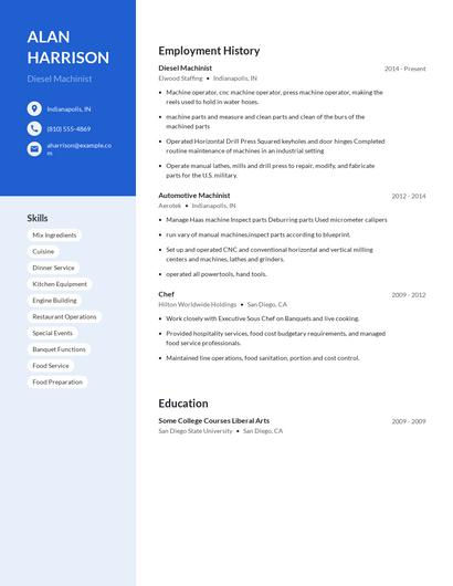 Diesel Machinist Resume