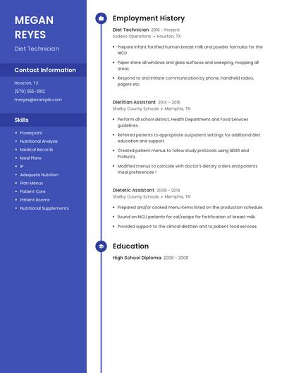 Diet Technician Resume