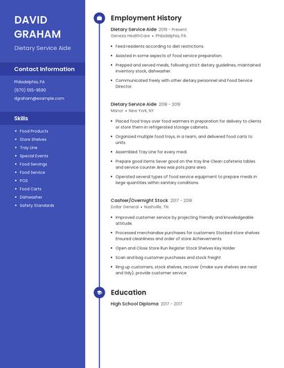 Dietary Service Aide Resume