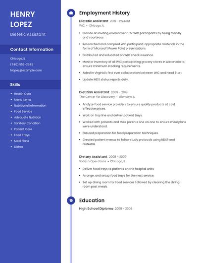 Dietetic Assistant Resume