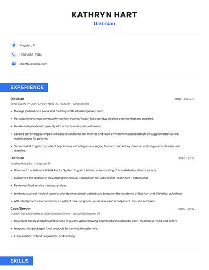 Dietician Resume