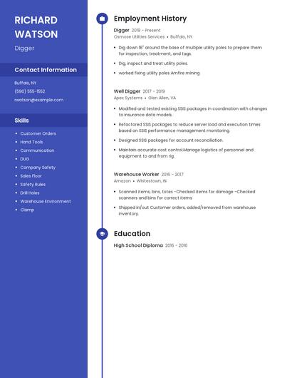 Digger Resume