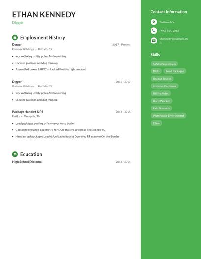 Digger Resume