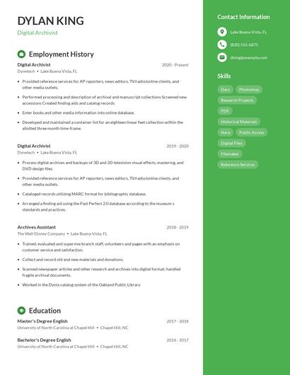 Digital Archivist Resume