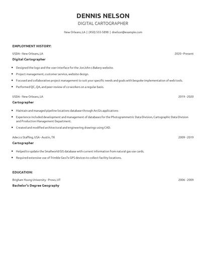 Digital Cartographer Resume
